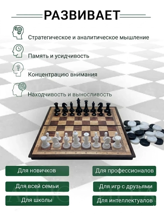 Шахматы и шашки 2 в 1 — классический игровой набор