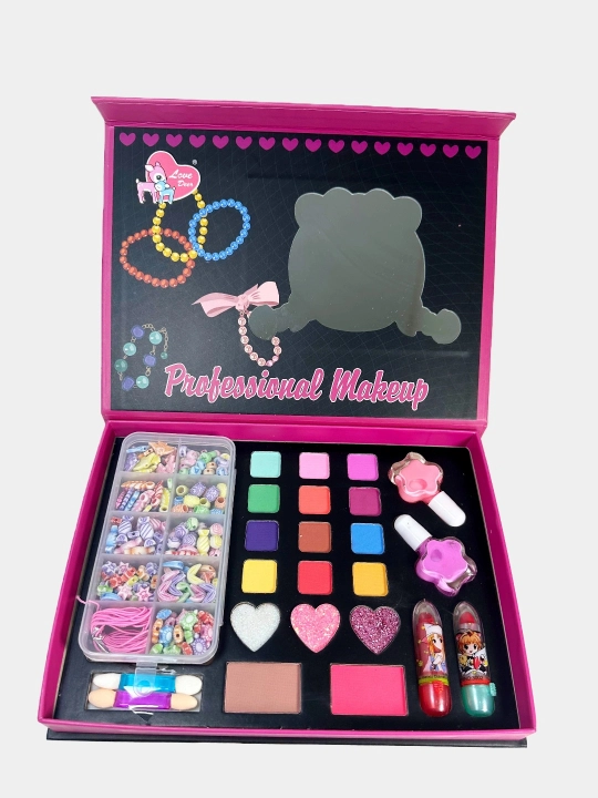 Bolalar kosmetikasi va boncuklar to'plami Shining Makeup 2 ta 1da