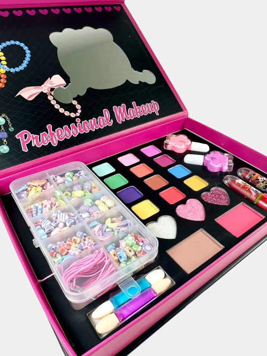 Bolalar kosmetikasi va boncuklar to'plami Shining Makeup 2 ta 1da