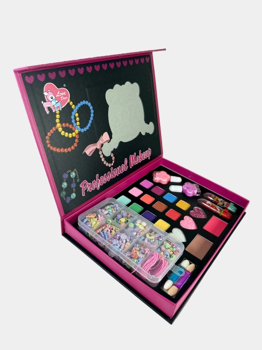 Bolalar kosmetikasi va boncuklar to'plami Shining Makeup 2 ta 1da