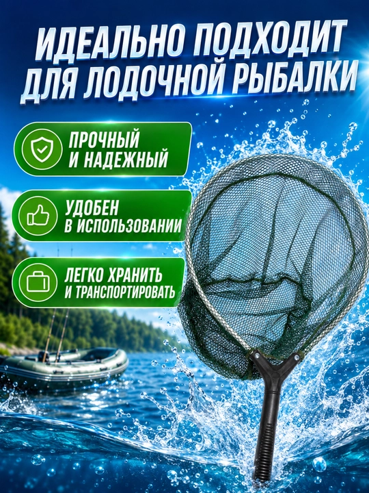 Подсачок для ловли рыбы, сгибаемый, с телескопической ручкой