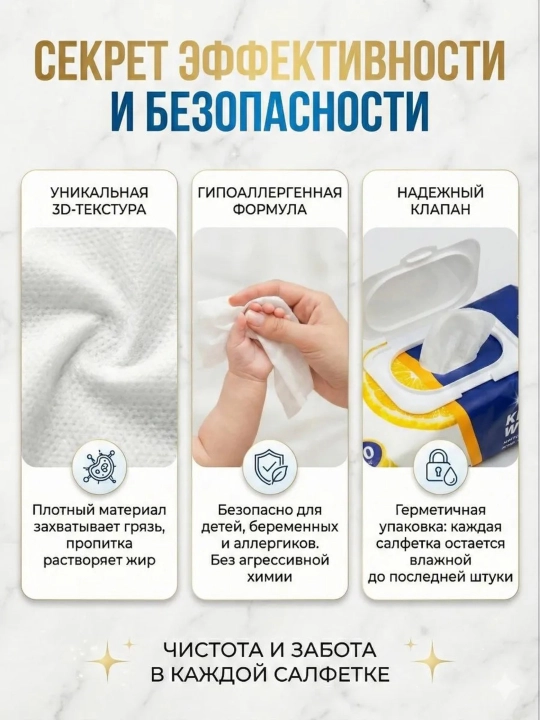 Кухонные влажные салфетки антижир Kitchen Wipes— жирорастворяющие, аромат лимона