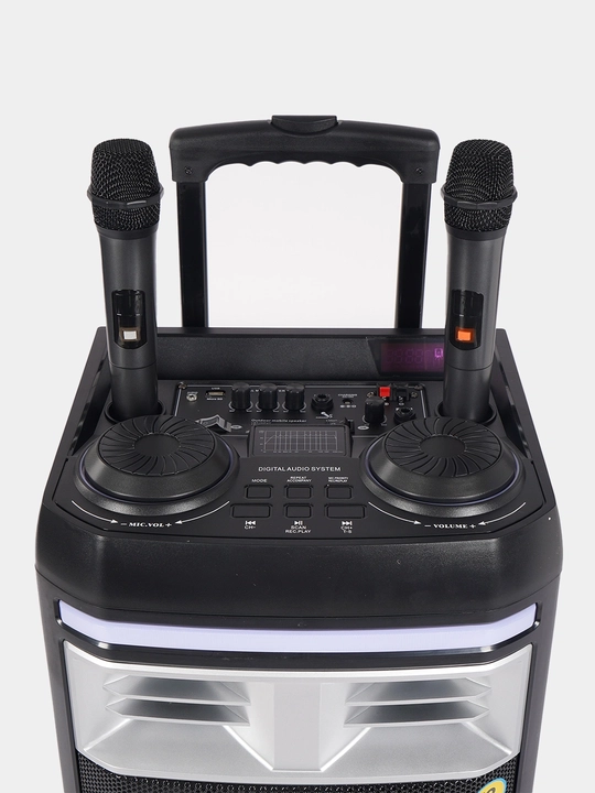 Katta simsiz kolonka AVCROWNS, 2 ta mikrofonli karaoke, bluetooth karnay, portativ kalonka
