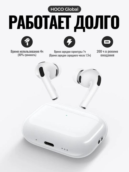 Беспроводные наушники Hoco EW98 TWS, с  ANC, AI-переводчиком и пульсометром, Bluetooth 6.0
