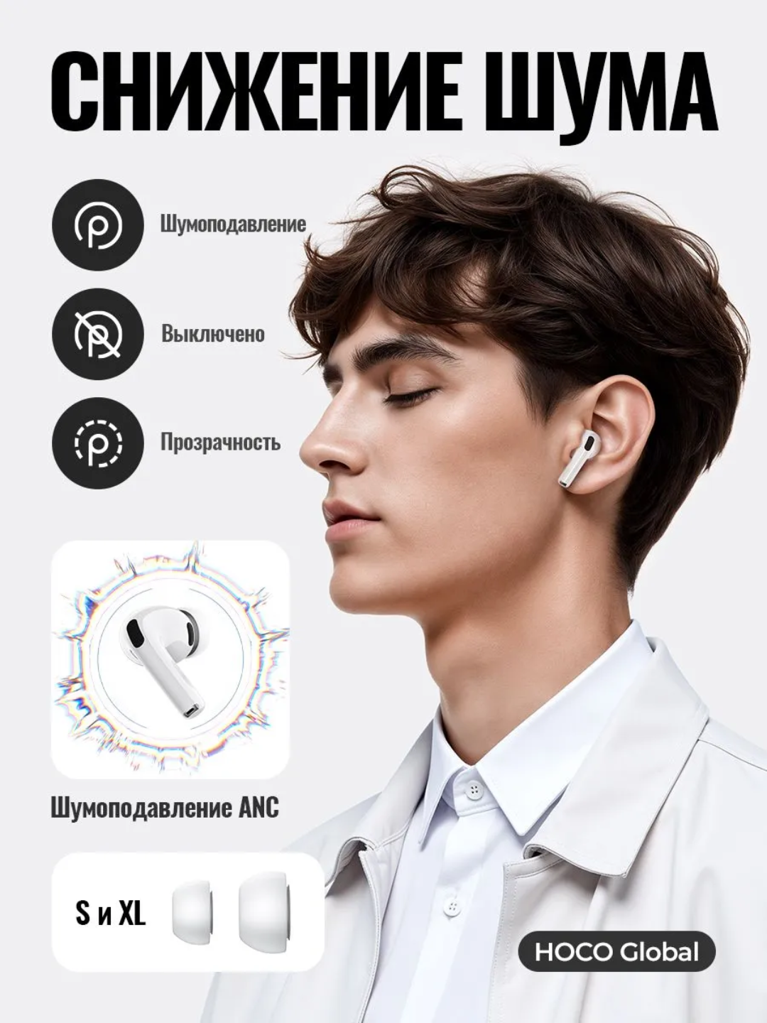Беспроводные наушники Hoco EW98 TWS, с  ANC, AI-переводчиком и пульсометром, Bluetooth 6.0