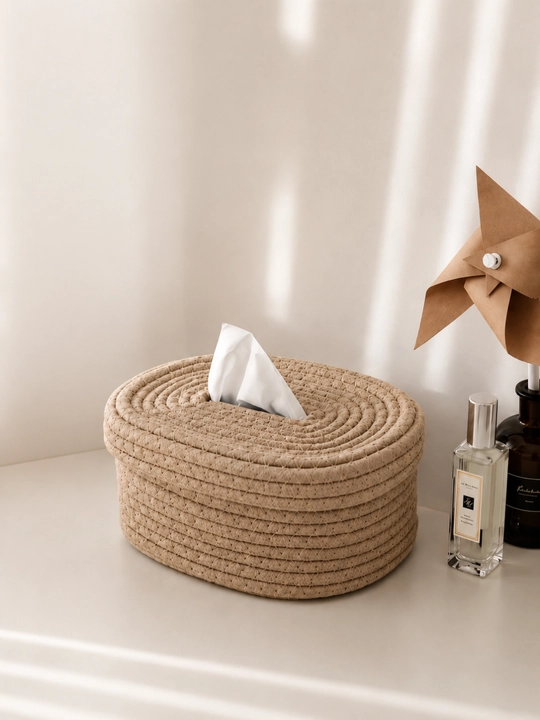 Premium dekorativ salfetka qutisi, minimalist rattan uslub, saqlash uchun