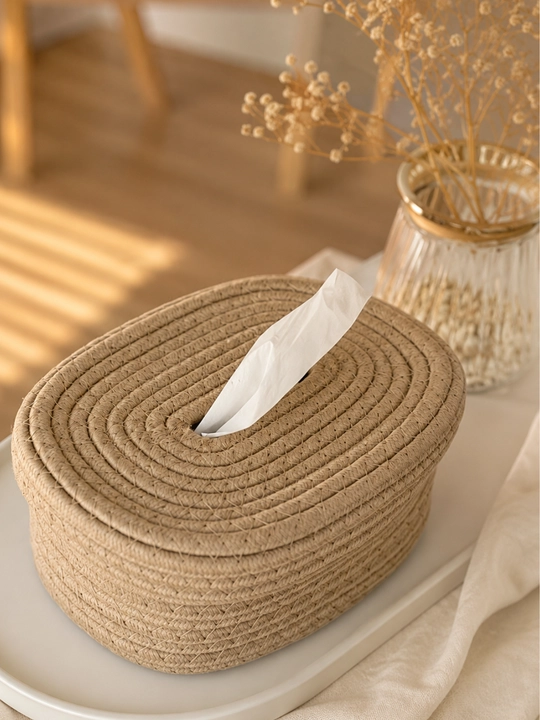 Premium dekorativ salfetka qutisi, minimalist rattan uslub, saqlash uchun