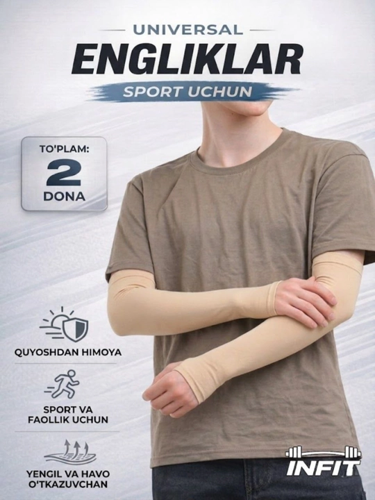 Universal sport qo‘l yenglari,fitness,yugurish,gym,futbol,velosport,mashg‘ulot,uchun 2dona