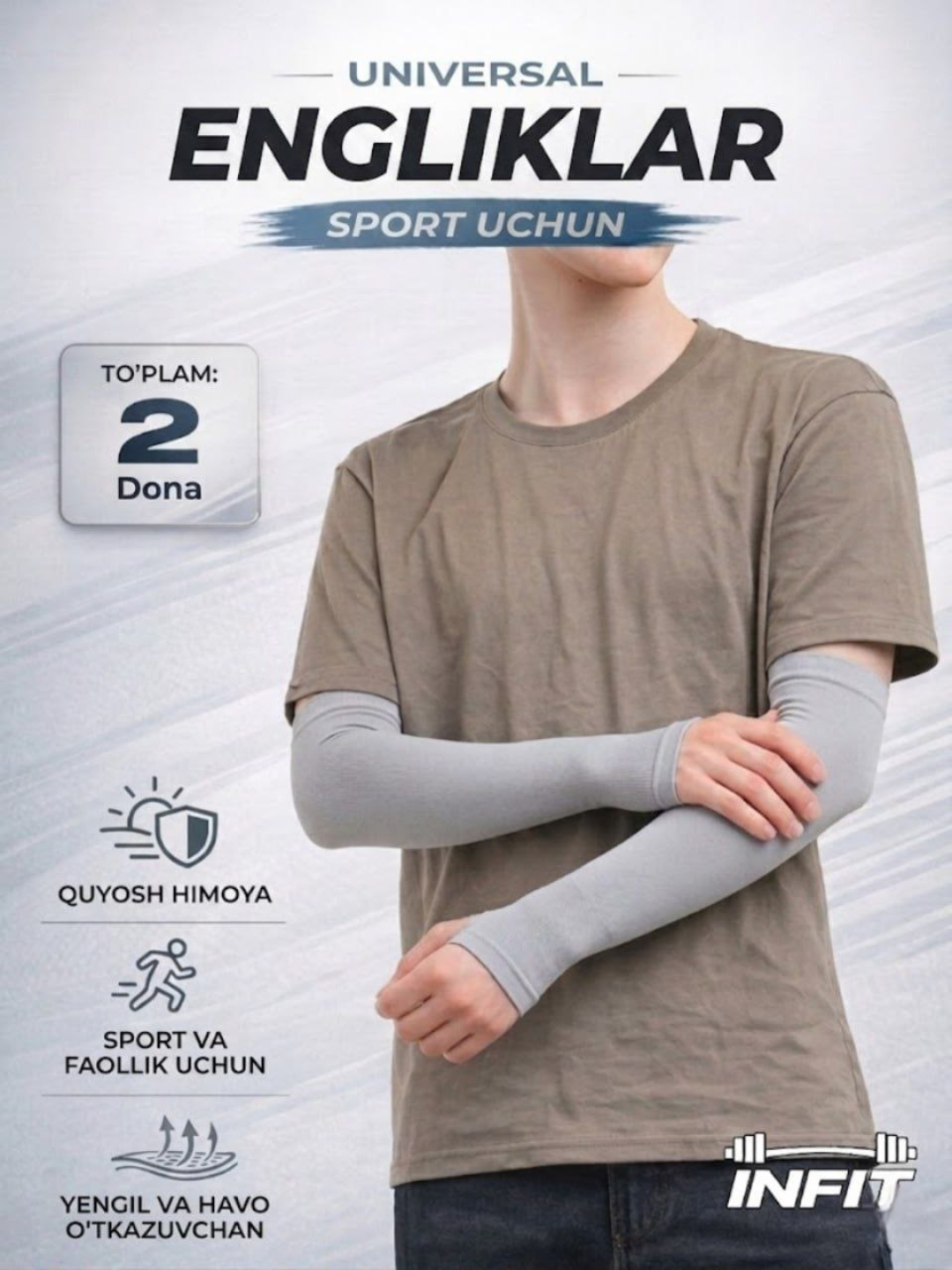 Universal sport qo‘l yenglari,fitness,yugurish,gym,futbol,velosport,mashg‘ulot,uchun 2dona