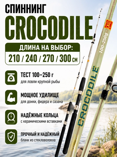 Спиннинг Crocodile прозрачный с тросом