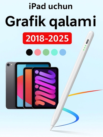 Стилус для iPad 2018-2025, магнитный, palm rejection, графический карандаш - 