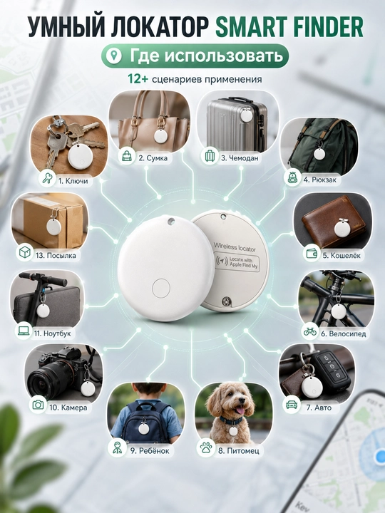 Smart Finder Wireless Locator, умный локатор для поиска вещей Apple Find My