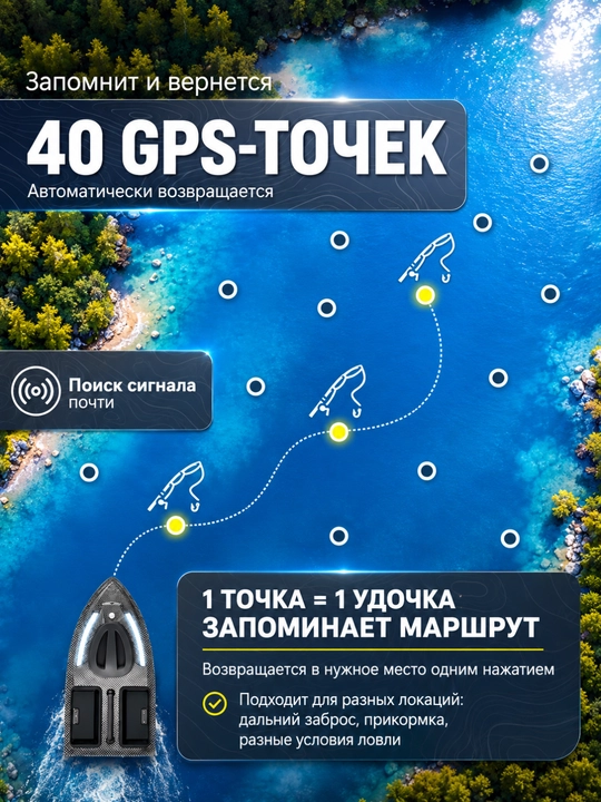 GPS navigatsiyali baliq ovlash uchun prikormka kemasi V802 Pro