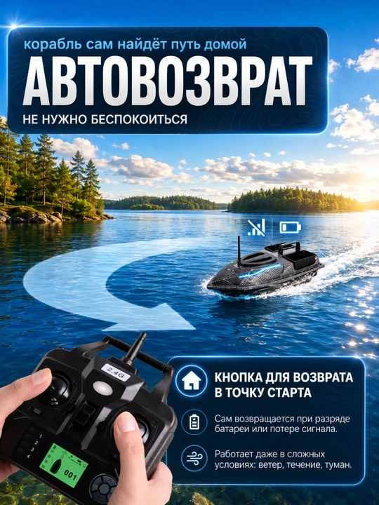 GPS navigatsiyali baliq ovlash uchun prikormka kemasi V802 Pro