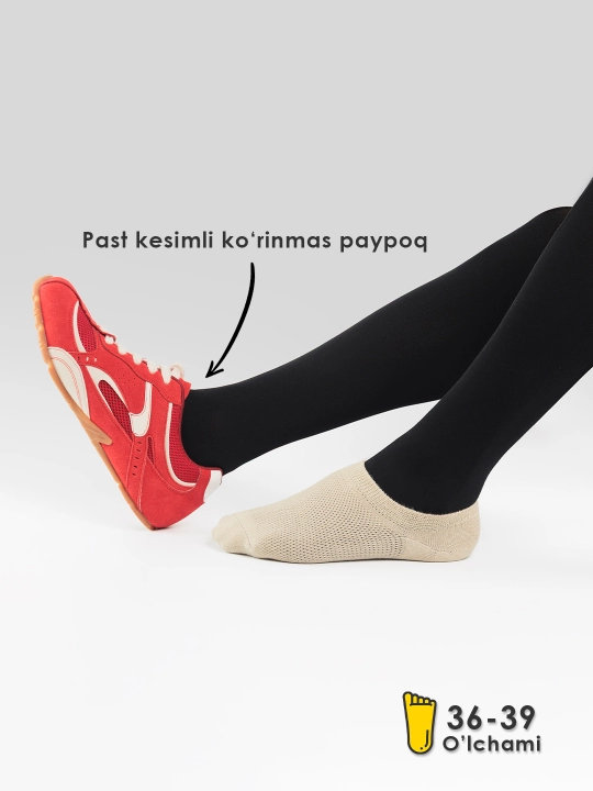 Ayollar paypog‘i, kalta izli, silikonli paxta paypoq