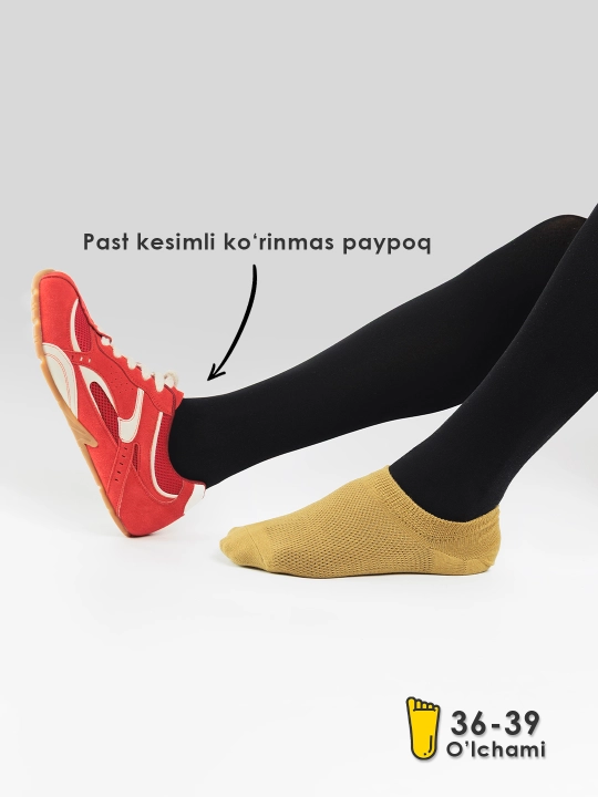 Ayollar paypog‘i, kalta izli, silikonli paxta paypoq