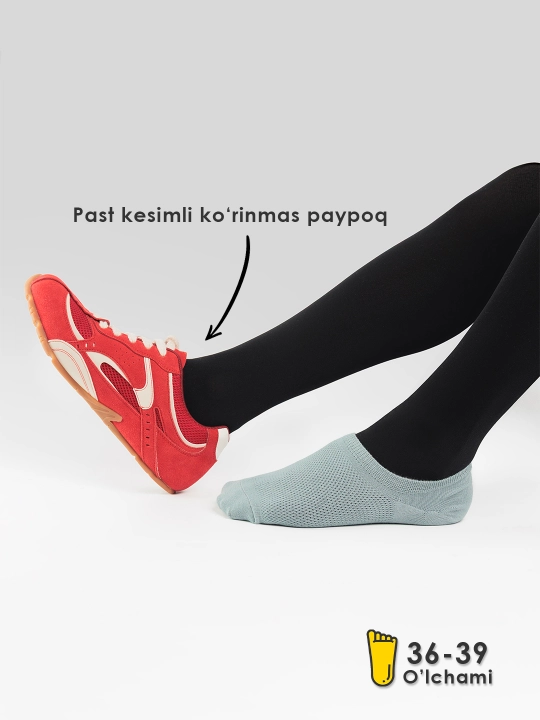 Ayollar paypog‘i, kalta izli, silikonli paxta paypoq