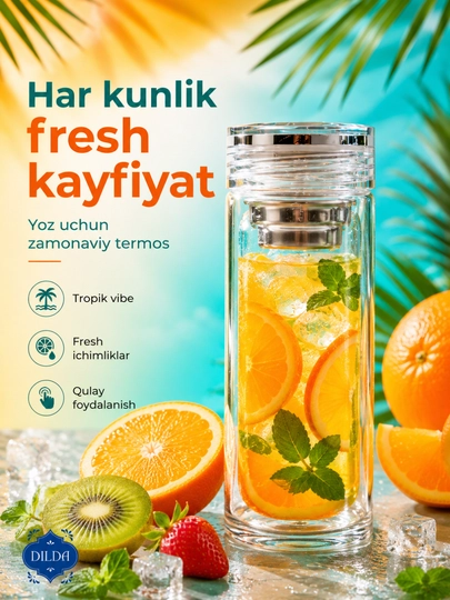 Shisha butilka ichimliklar uchun termos - suv, choy qahva va ichimliklar uchun, 200–350 ml - 