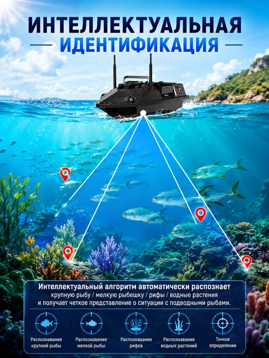 GPS navigatsiyali baliq ovlash uchun prikormka kemasi V802 Pro