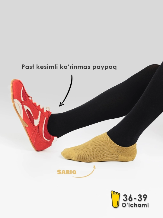 Ayollar paypog‘i, kalta izli, silikonli paxta paypoq