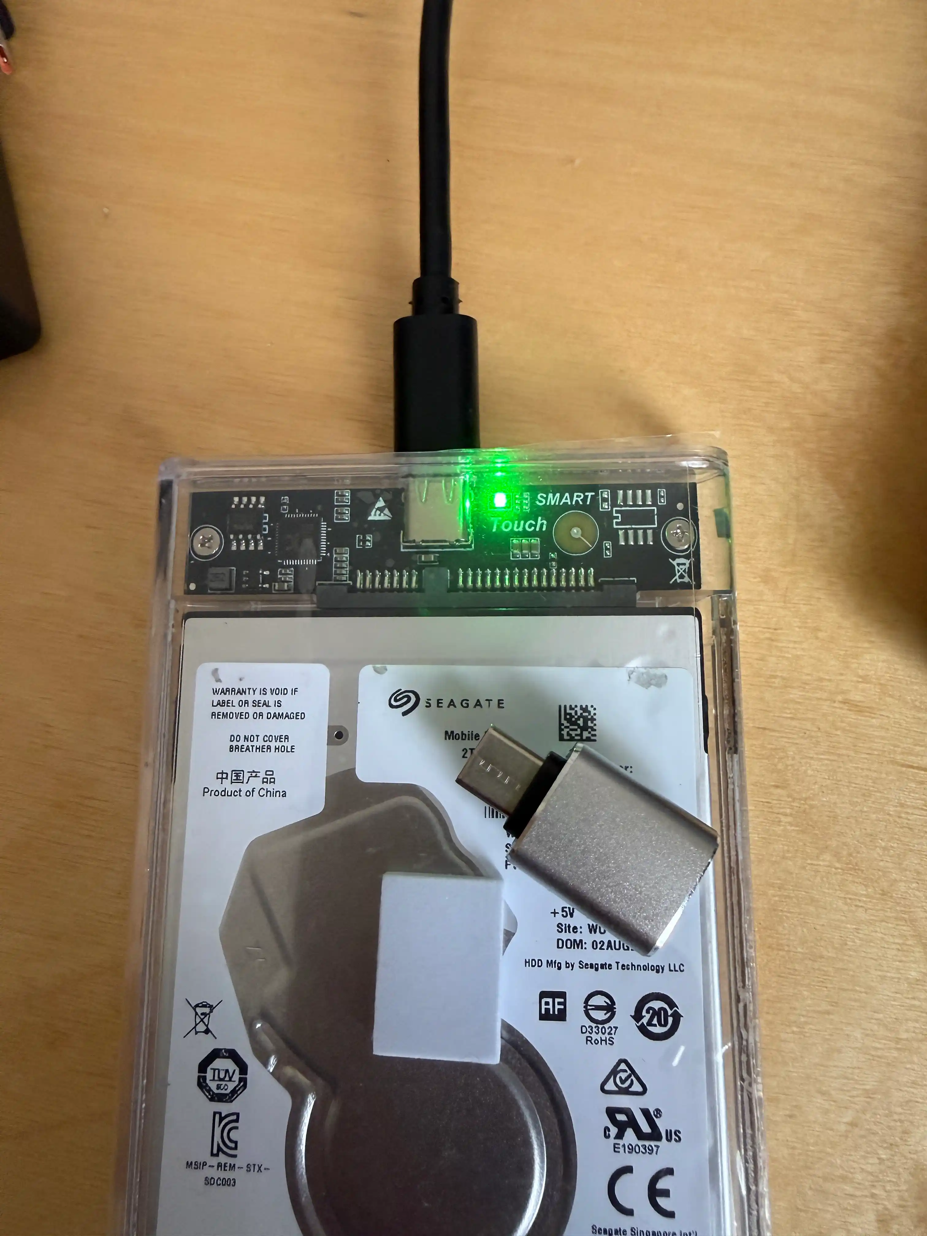 Shaffof HDD Ssd SATA. 2.5 dyuymli USB3.0 Type-C Portativ tashqi qattiq disk qutisi