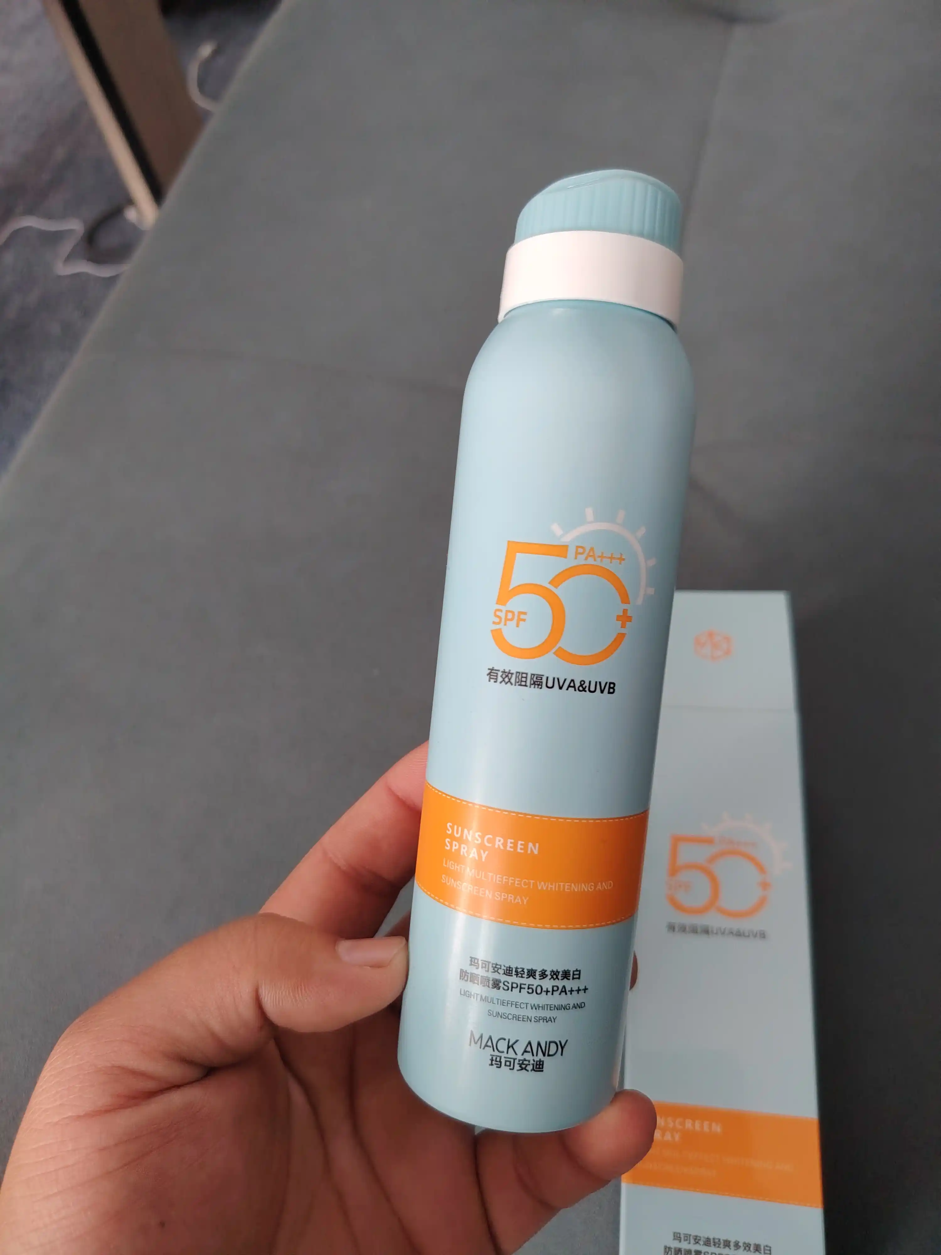 SPF zagar yuz va tana uchun quyoshdan saqlovchi sprey 50+
