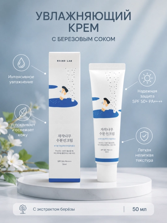 Крем, солнцезащитный крем SPF 50+ с увлажнением для защиты кожи от солнца каждый день - 