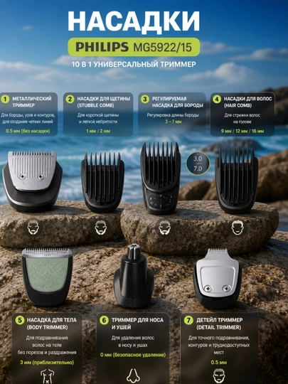 Philips MG5922/15 Multigroom Series 5000 trimmeri, universal, 10 tasi 1 da
