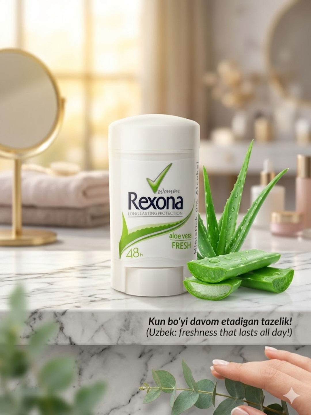 Mini Aloe Vera Fresh антиперспирант стик 48 часов, дезодорант 0% спирта - 