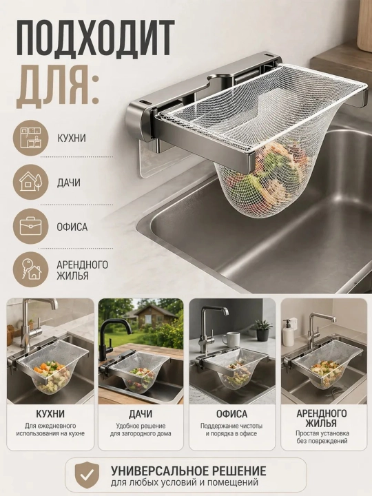 Oshxona chiqindilari va tiqinlarga qarshi setkali konteyner + komplektda 50 ta setka