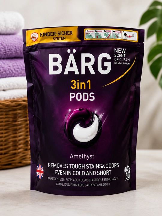 Kir yuvish kapsulalari BÄRG 3 tasi 1 da Pods Amethyst, 60 dona