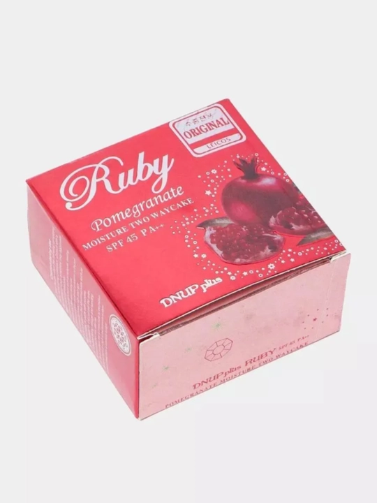 Yuz uchun upa Ruby Pomegranate SPF45/PA++, zaxirasi bilan, №13 anor yoqutli, ikki qatlam