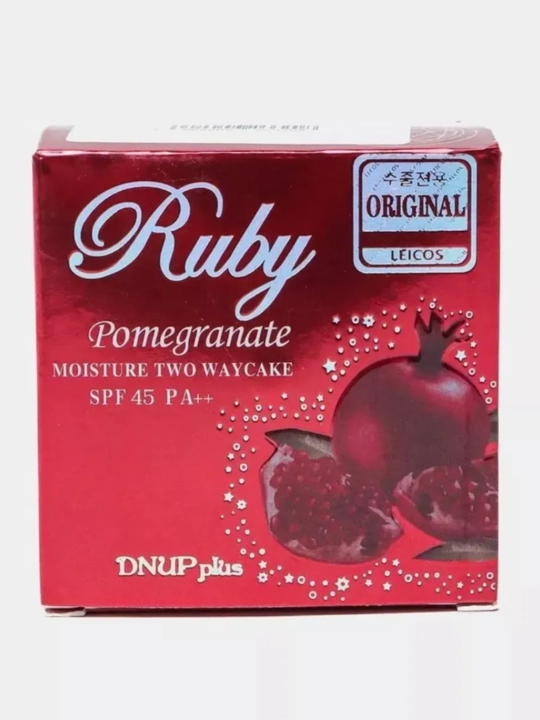 Yuz uchun upa Ruby Pomegranate SPF45/PA++, zaxirasi bilan, №13 anor yoqutli, ikki qatlam - 