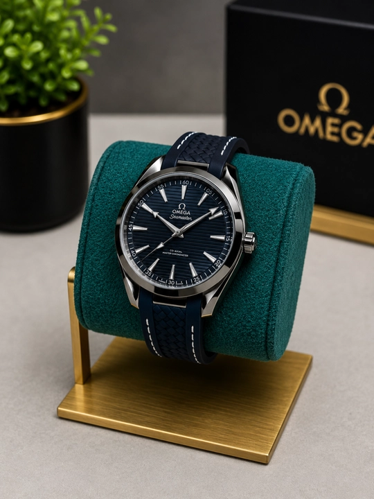 Erkaklar qo'l soati omega, selekon tasmali yangi model, sovg'a qutisi bilan