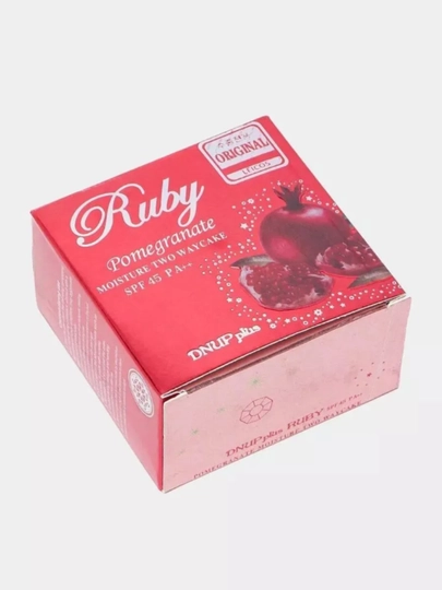 Yuz uchun upa Ruby Pomegranate SPF45/PA++, zaxirasi bilan, №13 anor yoqutli, ikki qatlam