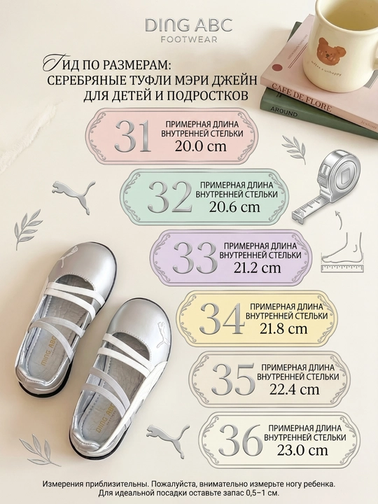 Детские серебристые балетки для девочки