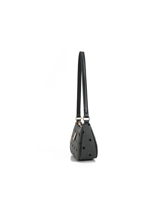 Женская сумка в корейском стиле с декоративным аксессуаром, черная mini bag