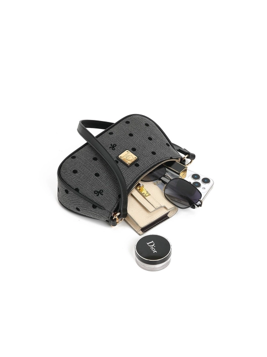 Женская сумка в корейском стиле с декоративным аксессуаром, черная mini bag