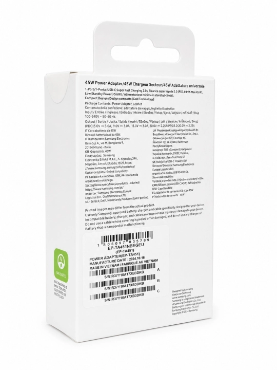 Быстрая зарядка 25W, 45W для Samsung – USB-C Power адаптер
