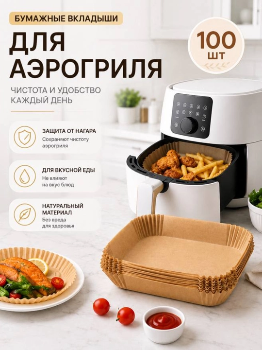 Пергаментная бумага для аэрогриля, 50/100 штук - 