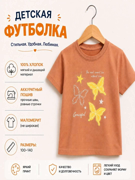 Bolalar uchun yozgi futbolka 100% paxta, 2-5 yosh - 