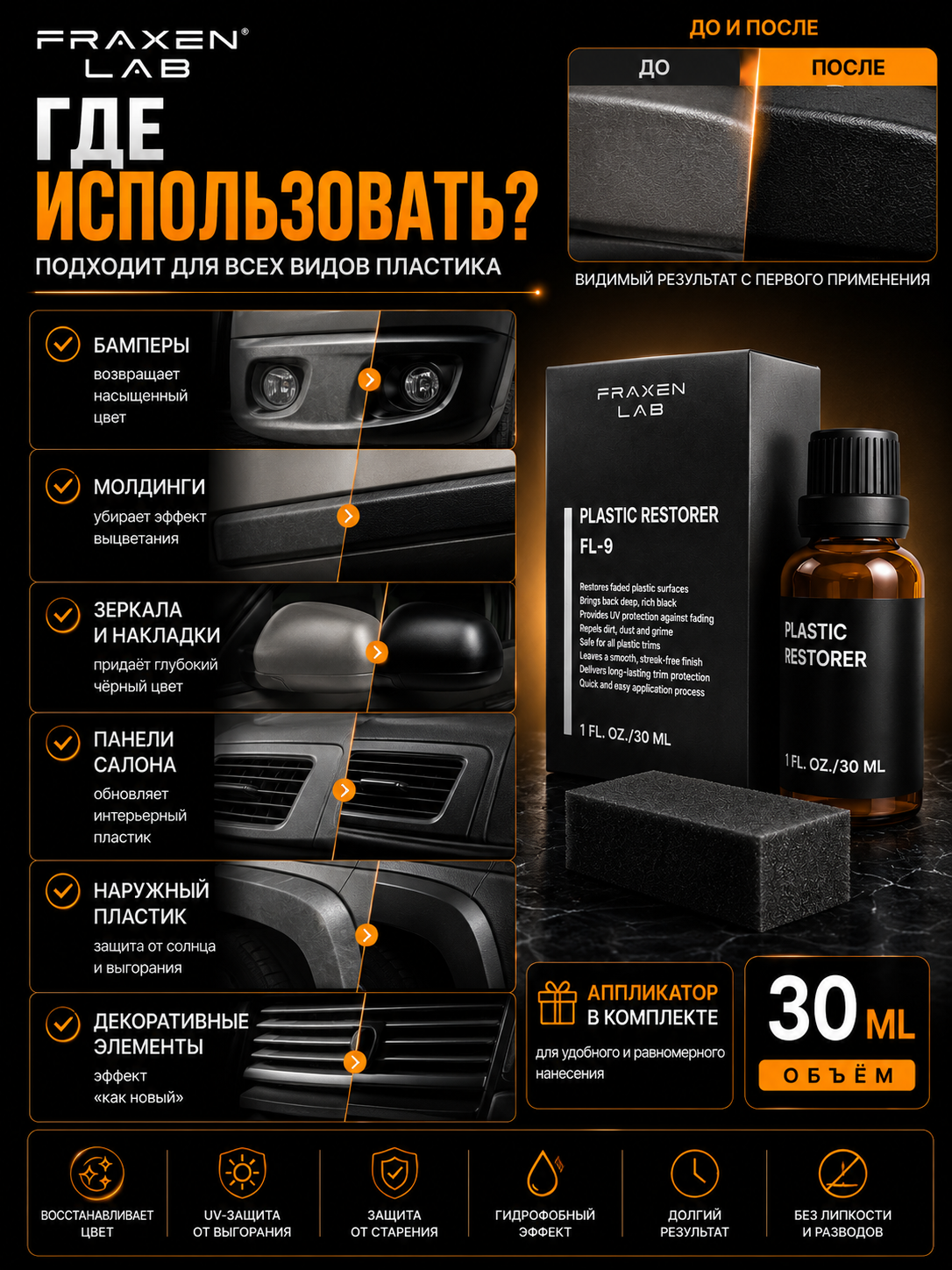 FL-9 avtomobil plastigi uchun professional tiklash vositasi