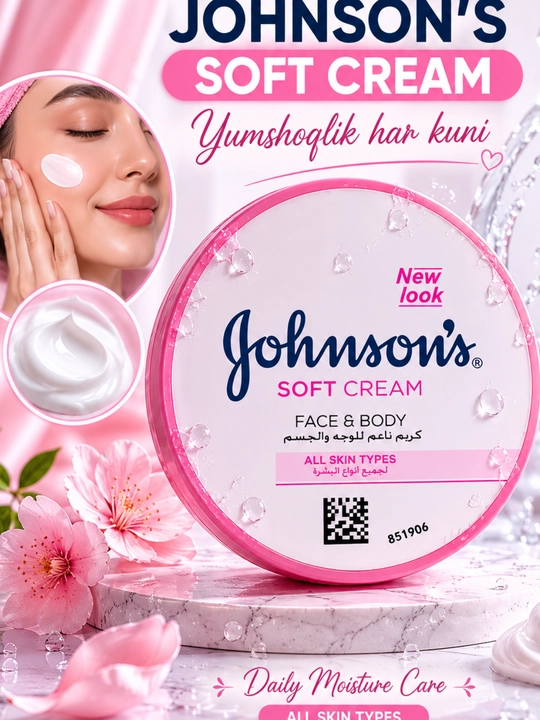 Крем johnsons, крем для лица, body cream, увлажняющий крем, soft cream, уход за кожей - 