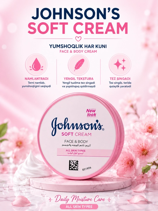 Крем johnsons, крем для лица, body cream, увлажняющий крем, soft cream, уход за кожей