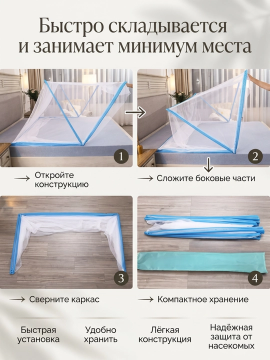 Yig‘iladigan iskabtopar to‘ri, chivin va hasharotlardan himoya