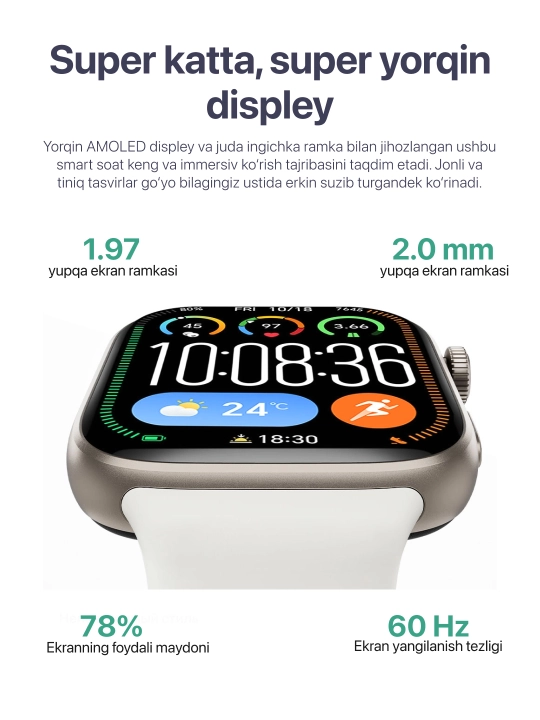 Smart Watch HONOR Watch X5i, 2026 versiya, AMOLED ekran, Bluetooth, qo‘ng‘iroq funksiyasi