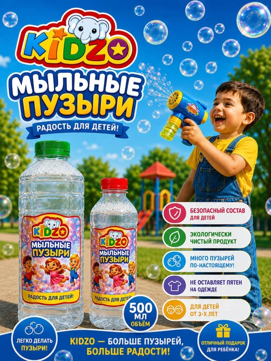 Sovun pufakchalari eritmasi, pistolet va blaster uchun, 500 ml-1 litr