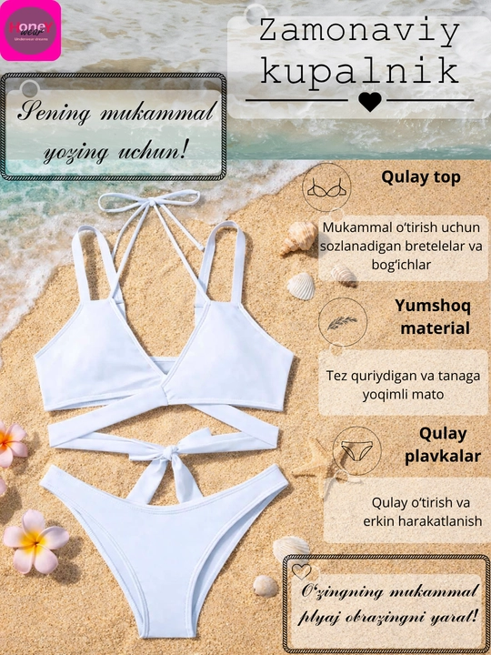 Ayollar uchun ikki qismli suzish kostyumi, 5 ta rang - 