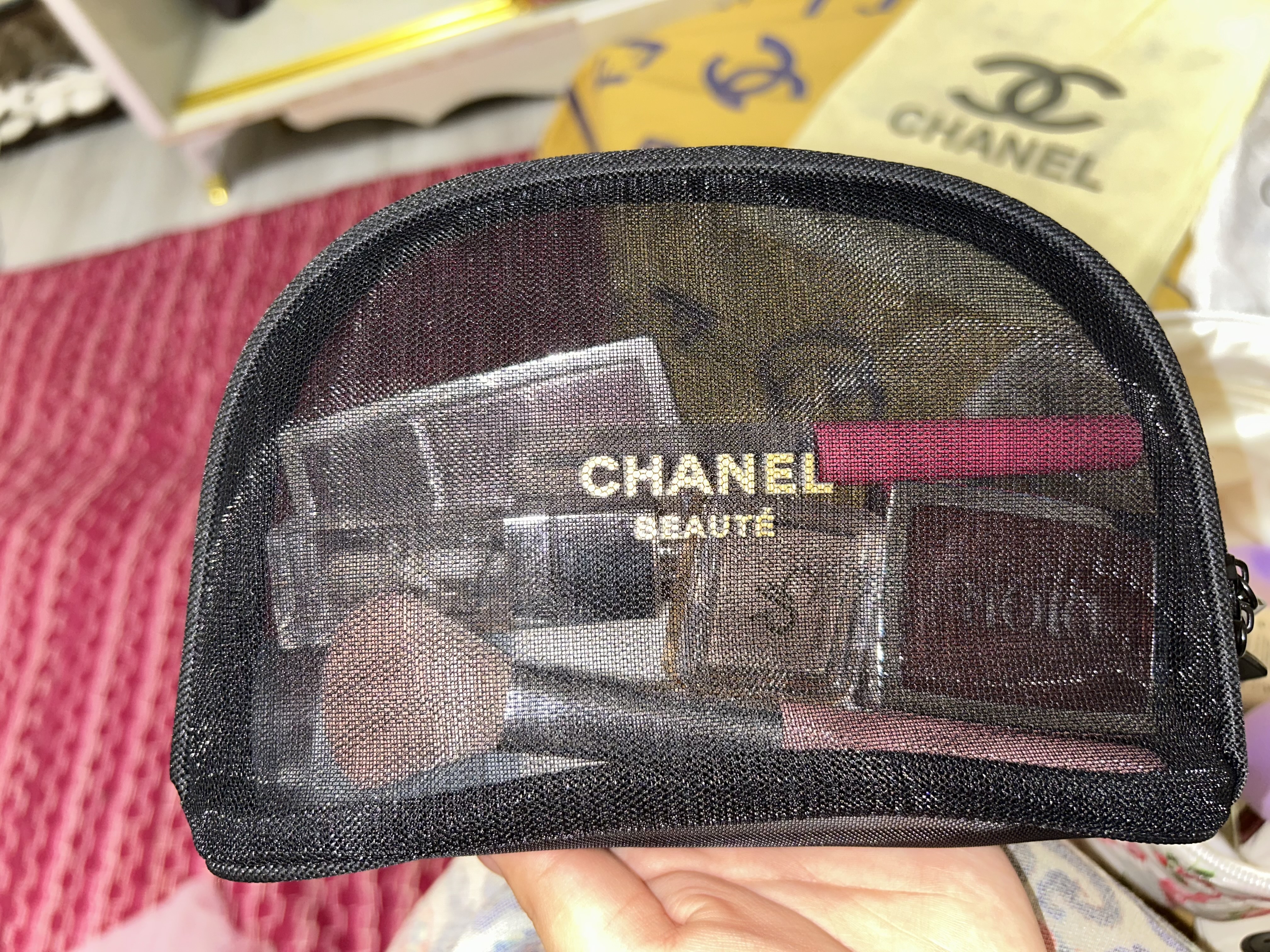Набор косметичек Chanel Beauté из сетчатой ​​ткани, органайзер, косметичка