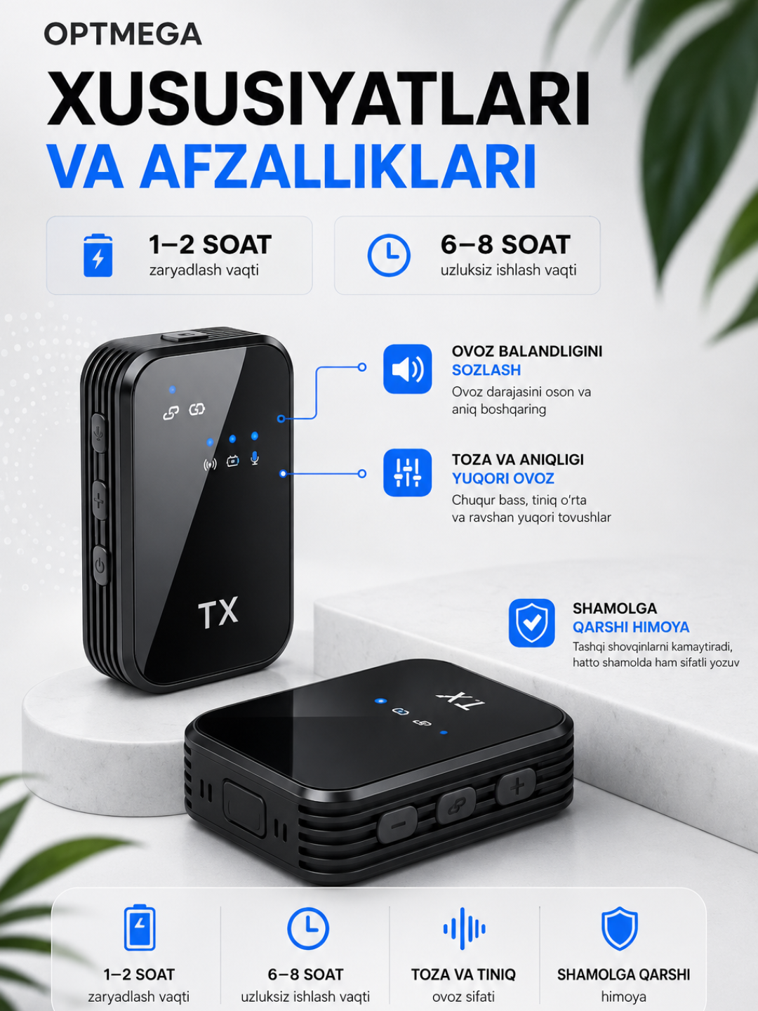 Simsiz petlichka mikrofon telefon uchun Type-C / Lightning, kontent va intervyu uchun